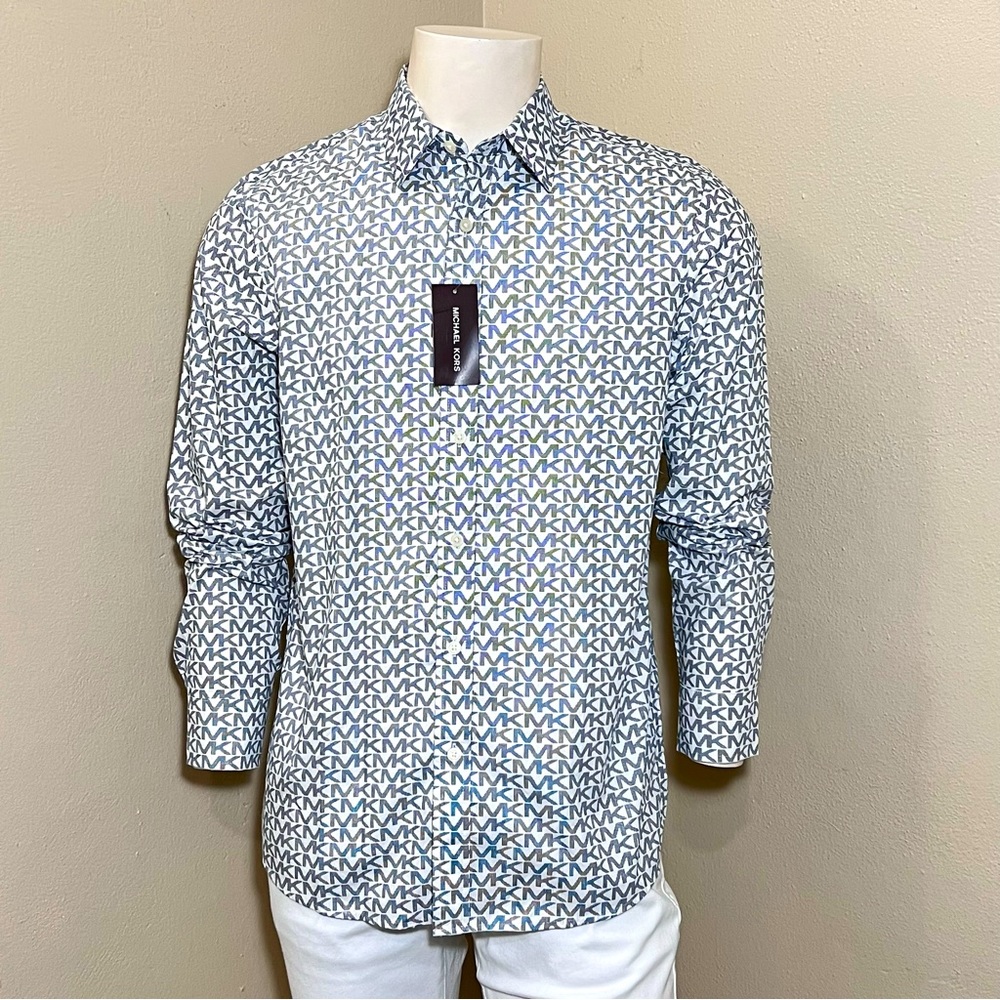 Michael Kors Men’s MK Logo Long Sleeve Button Down